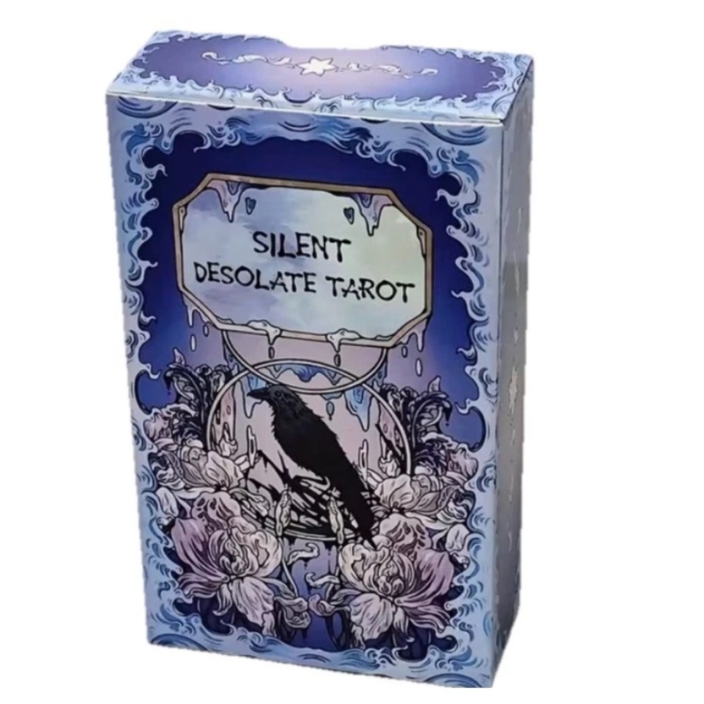 Silent Desolate Tarot Box - Raven Illustration in Violet Blue